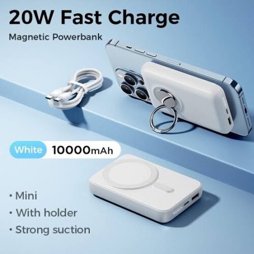 ⁦JR-W050 20W Magnetic Wireless Power Bank with Ring Holder 10000mAh⁩ - الصورة ⁦3⁩