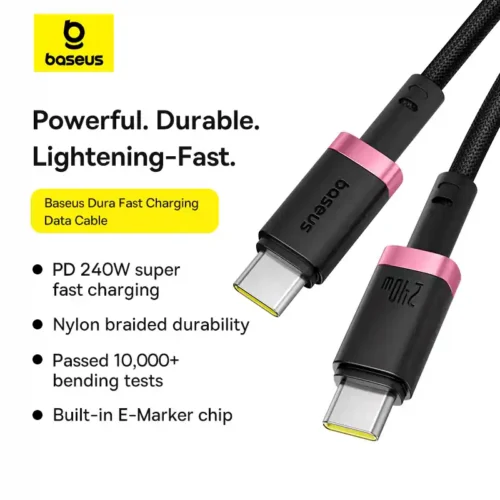 ⁦Baseus Dura USB‑C to USB‑C 240W⁩ - الصورة ⁦2⁩
