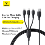⁦Baseus Three Charging Cable⁩ - الصورة ⁦2⁩