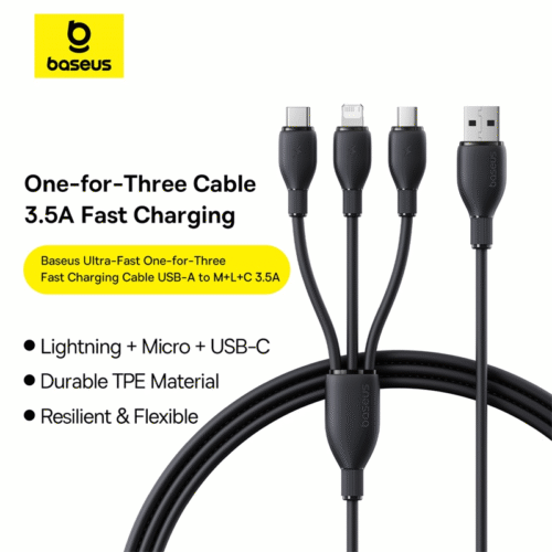⁦Baseus Three Charging Cable⁩ - الصورة ⁦2⁩