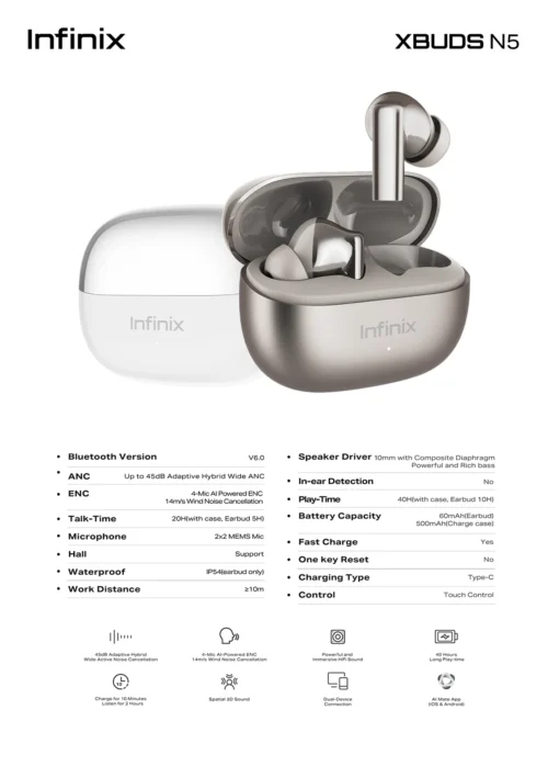 ⁦Infinix XBuds N5⁩ - الصورة ⁦2⁩
